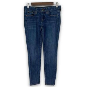 J. Crew Mid Wash Blue Low Rise Toothpick Stretch Ankle Denim Jeans Size 26